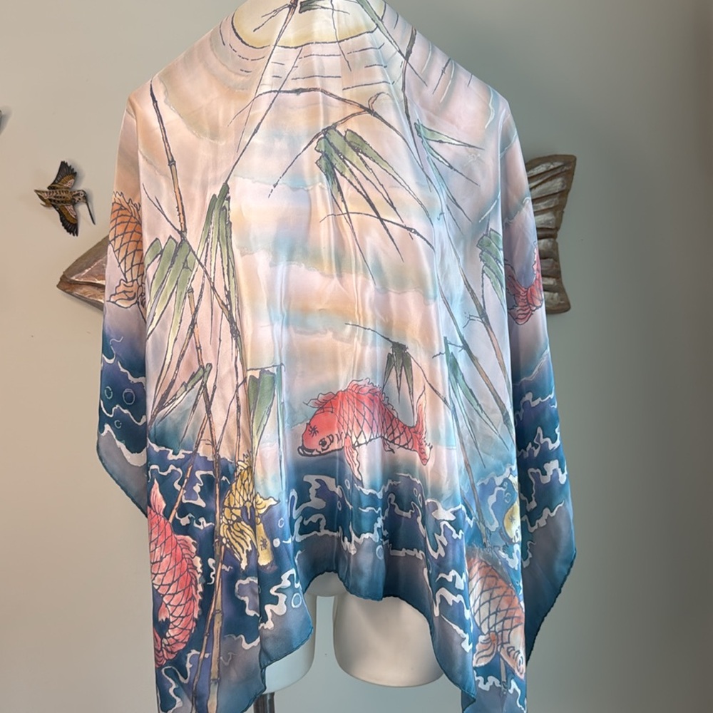 Auromode Silk Scarf Korea Like New Huge Water Color